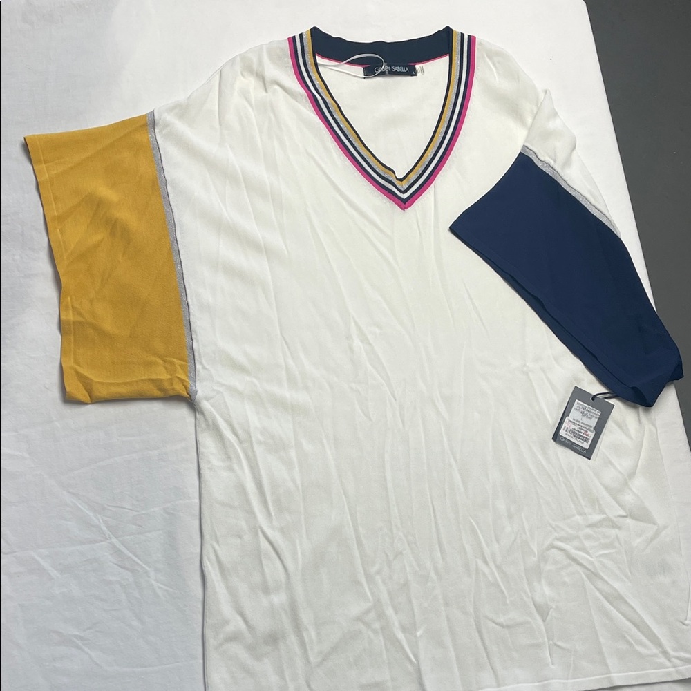 Gabby Isabella White Colorblock Sweater